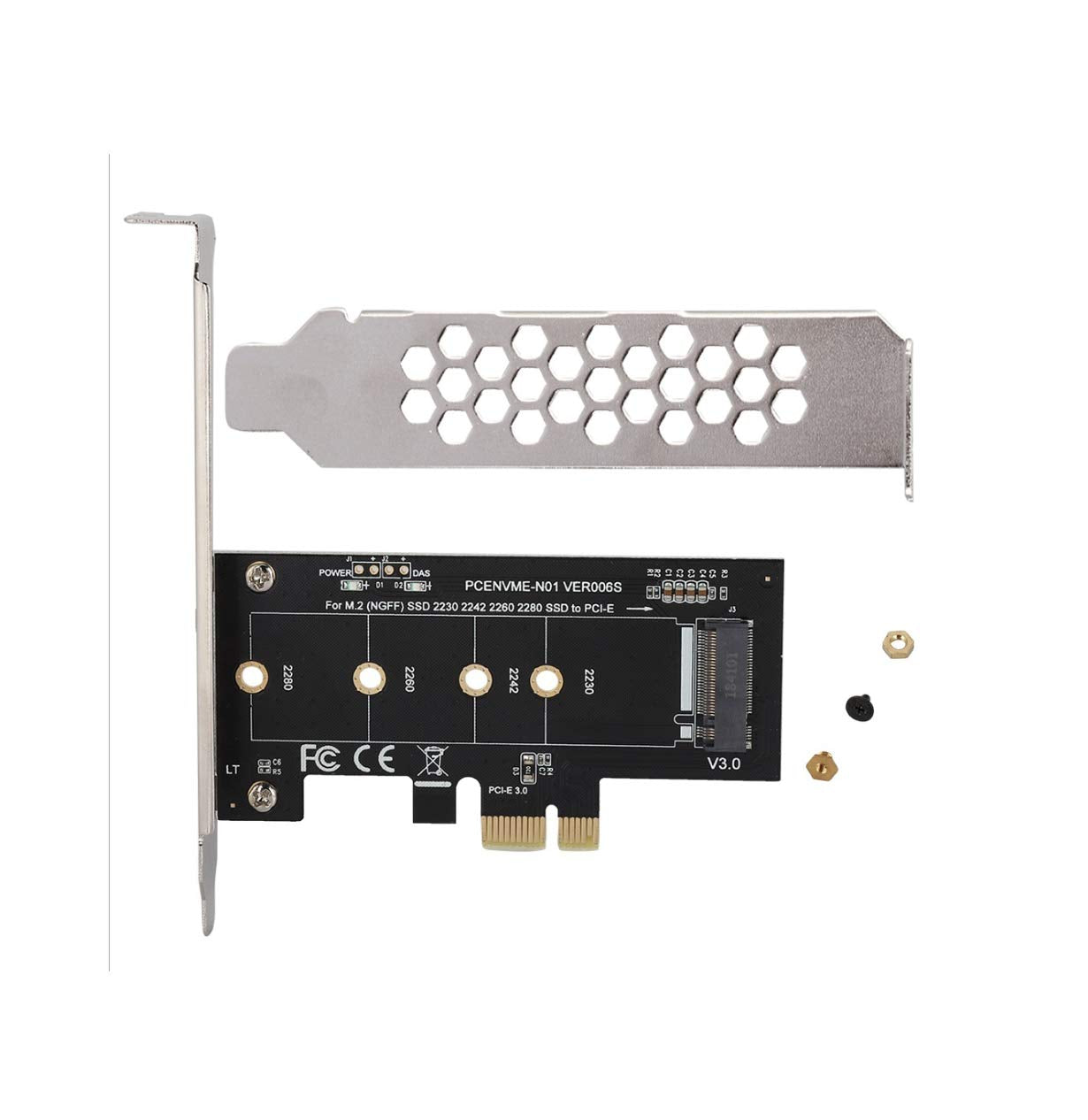 Mzhou Nvme M.2 Ssd M Key To Pci E 3.0 X1 Host Controller Expansion Card,Supports M2 Ngff Pci E 3.0, 2.0 Or 1.0, Nvme Or Ahc 2280, 2260, 2242, 2230 Solid State Drives With Low Profile Brac